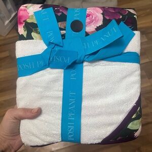 Posh Peanut Zelda jewel tones floral bamboo / terry cloth hooded towel